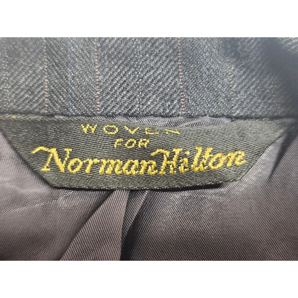 Norman Hilton Connollys Mens 42L Pinstripe Blazer‎ Charcoal Gray 2 Button Jacket